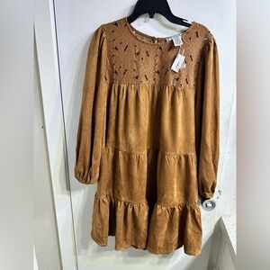 Flying Tomato Tan Long Sleeve Dress Anthropologie